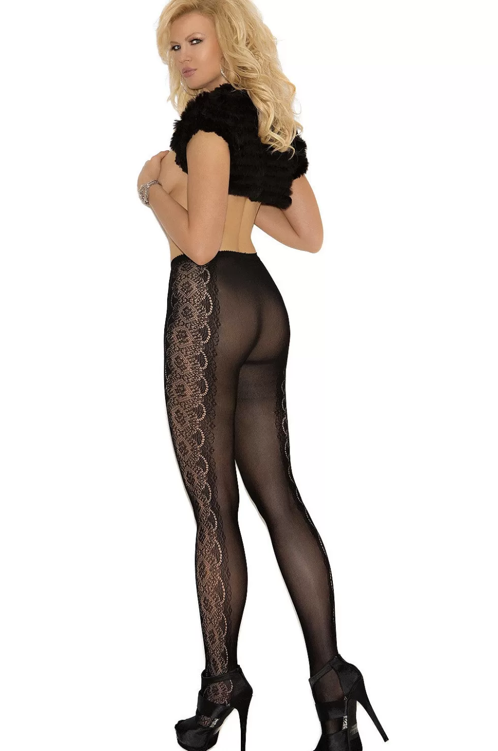 Online Sexylingerieland EM-1821 pantyhose floral design Black