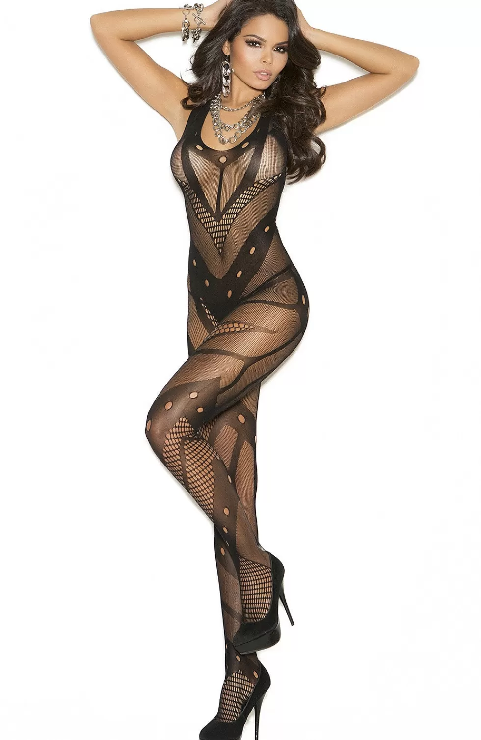 Shop Sexylingerieland EM-1650 Glam crochet bodystocking Black