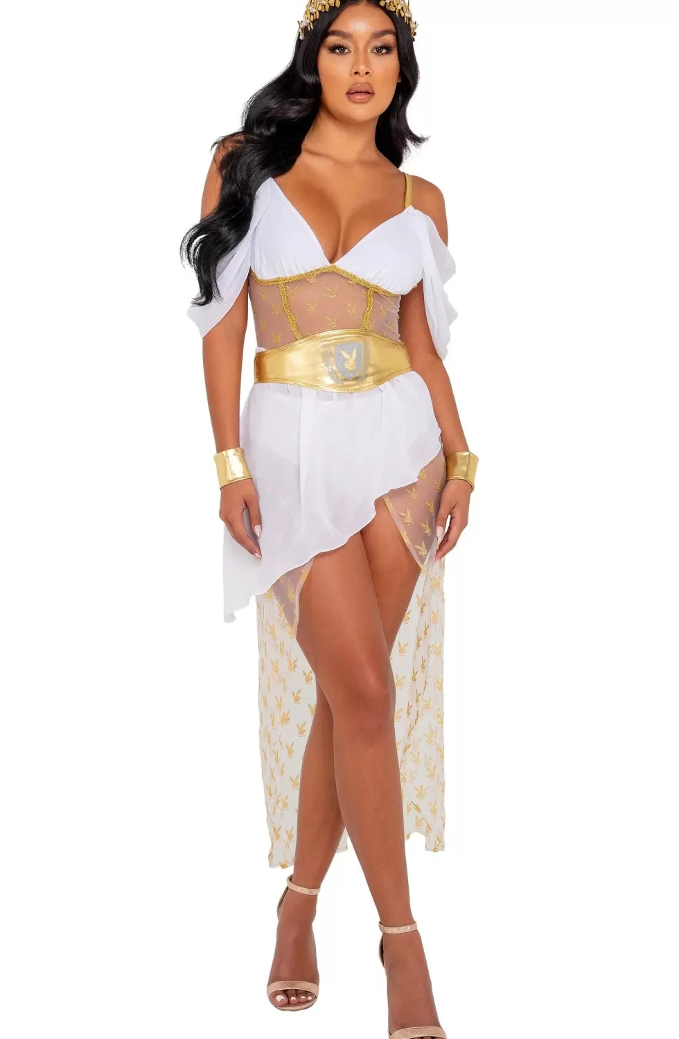 Cheap Sexylingerieland Playboy Goddess costume White/Gold
